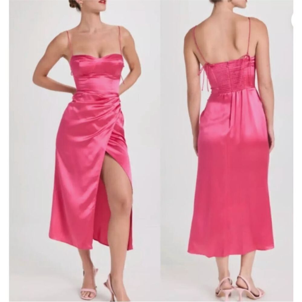 Reformation pink Marguerite silk midi dress in Flambé NWT $328 - Picture 6 of 11